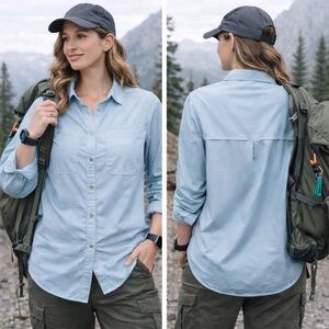 Sunday Afternoons Shirt 40 UPF Sun Protection Blue Button Down Tradewind Women’s